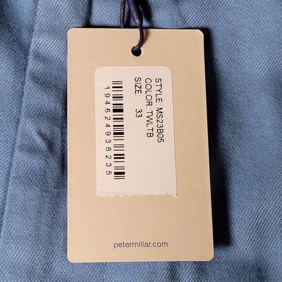 Peter Millar Pilot Twill Shorts Mens Size 33 Blue Chino Pima Cotton Stretch - Picture 4 of 15